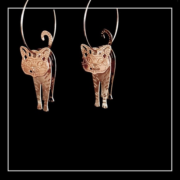 Urban Outfitters Jewelry - Cute little cat Hoop Earrings